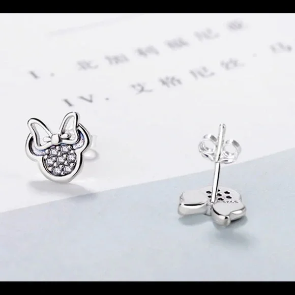 925 SILVER AND ZIRCONIA MINNIE MOUSE EARRINGS - Picture 4 of 8